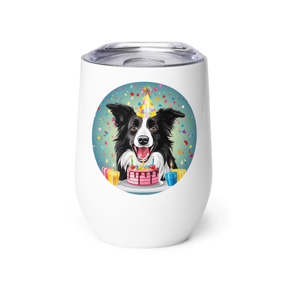PugMug Custom Border Collie Wine Tumbler