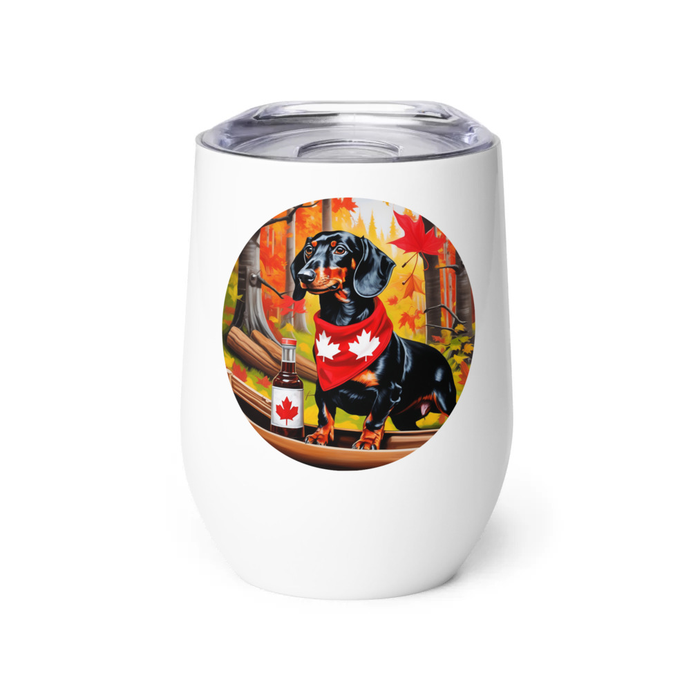 PugMug Custom Black Dachshund Wine Tumbler