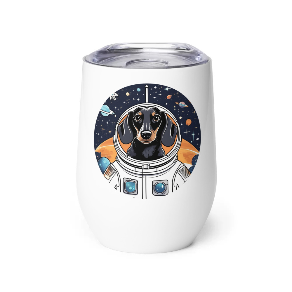 PugMug Custom Black Dachshund Wine Tumbler