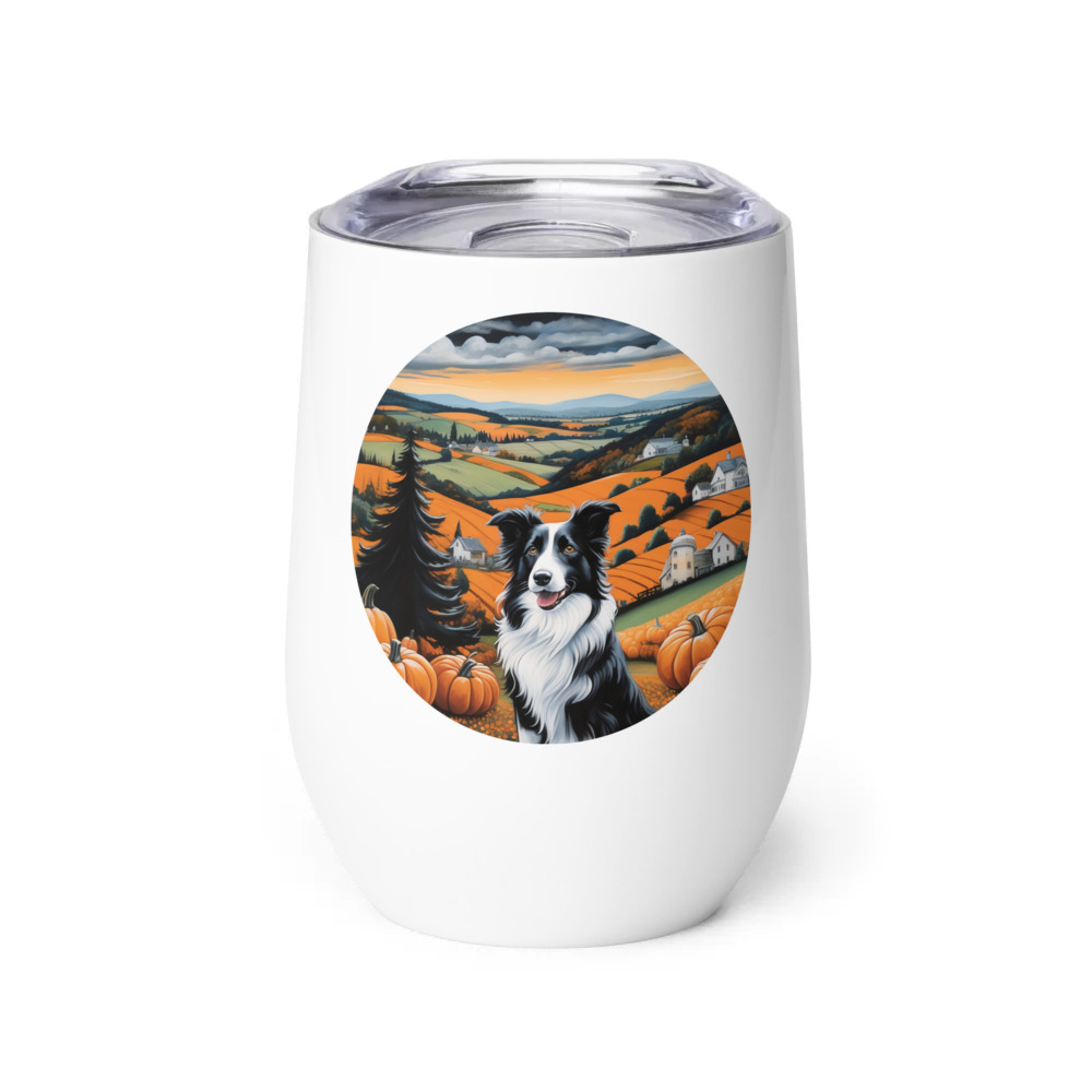 PugMug Custom Border Collie Wine Tumbler