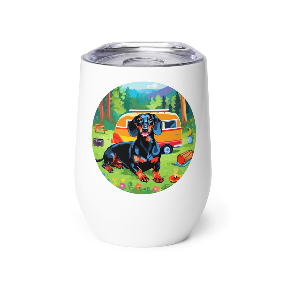 PugMug Custom Black Dachshund Wine Tumbler