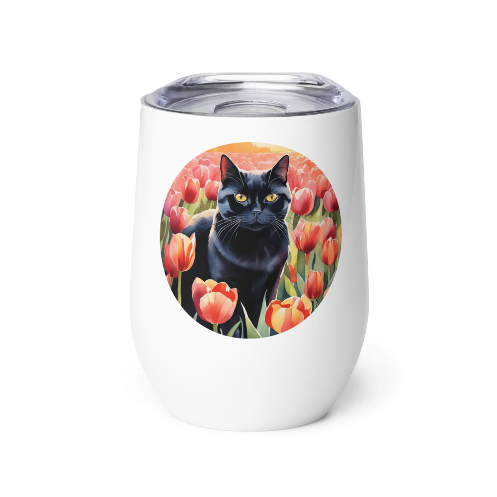 PugMug Custom Black British Shorthair Cat Wine Tumbler