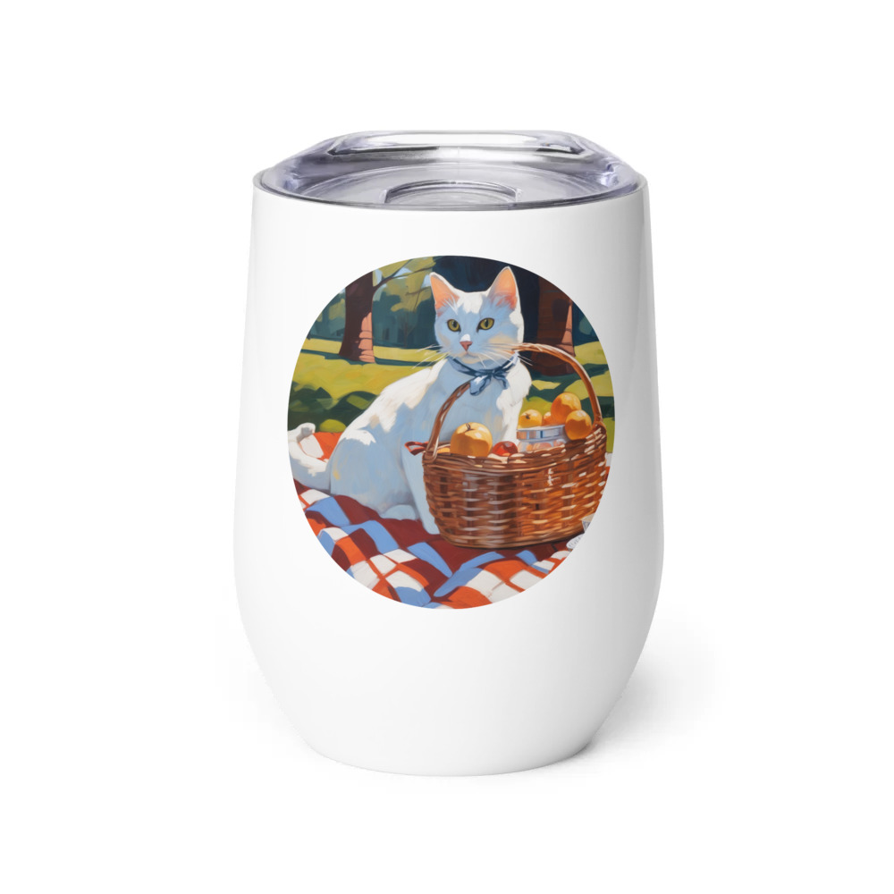 PugMug Custom White Companion Cat Wine Tumbler
