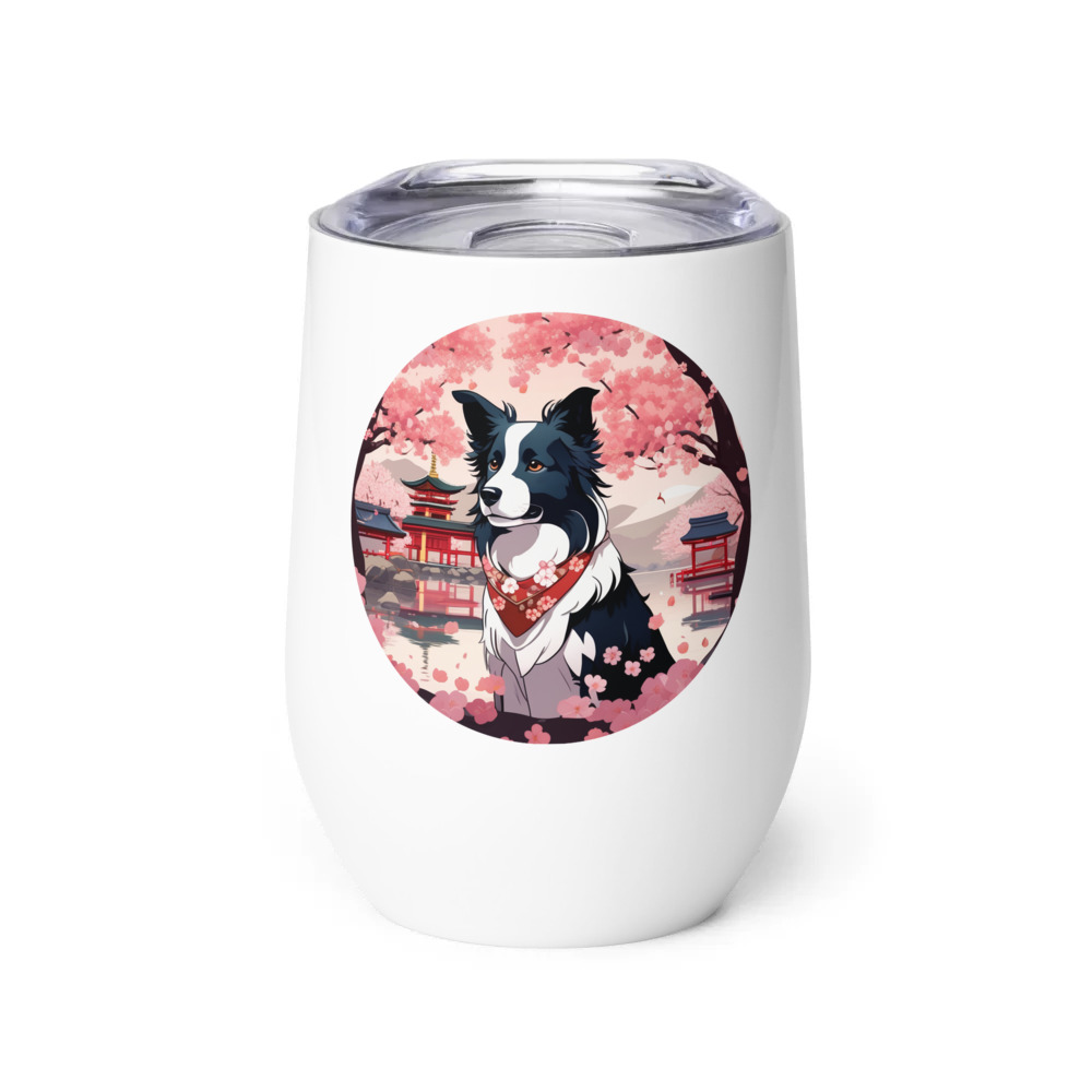 PugMug Custom Border Collie Wine Tumbler
