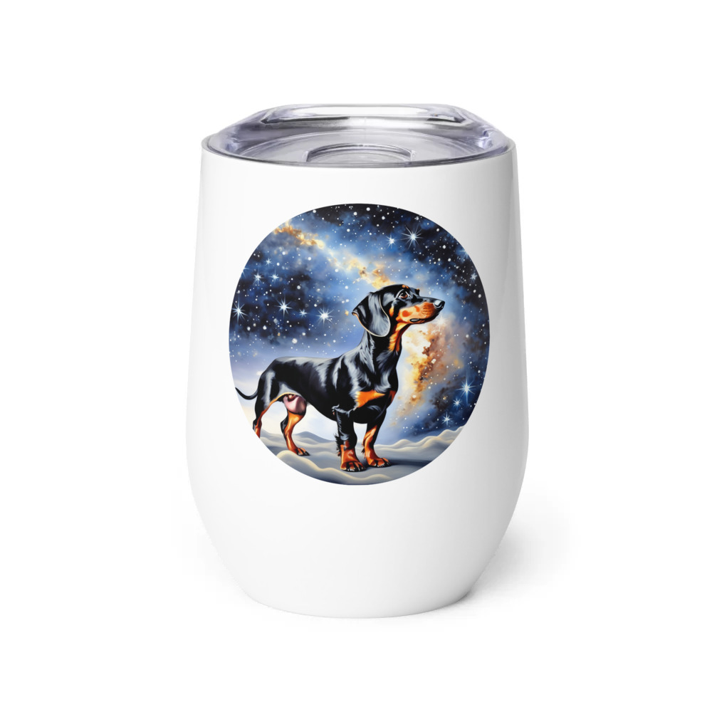 PugMug Custom Black Dachshund Wine Tumbler