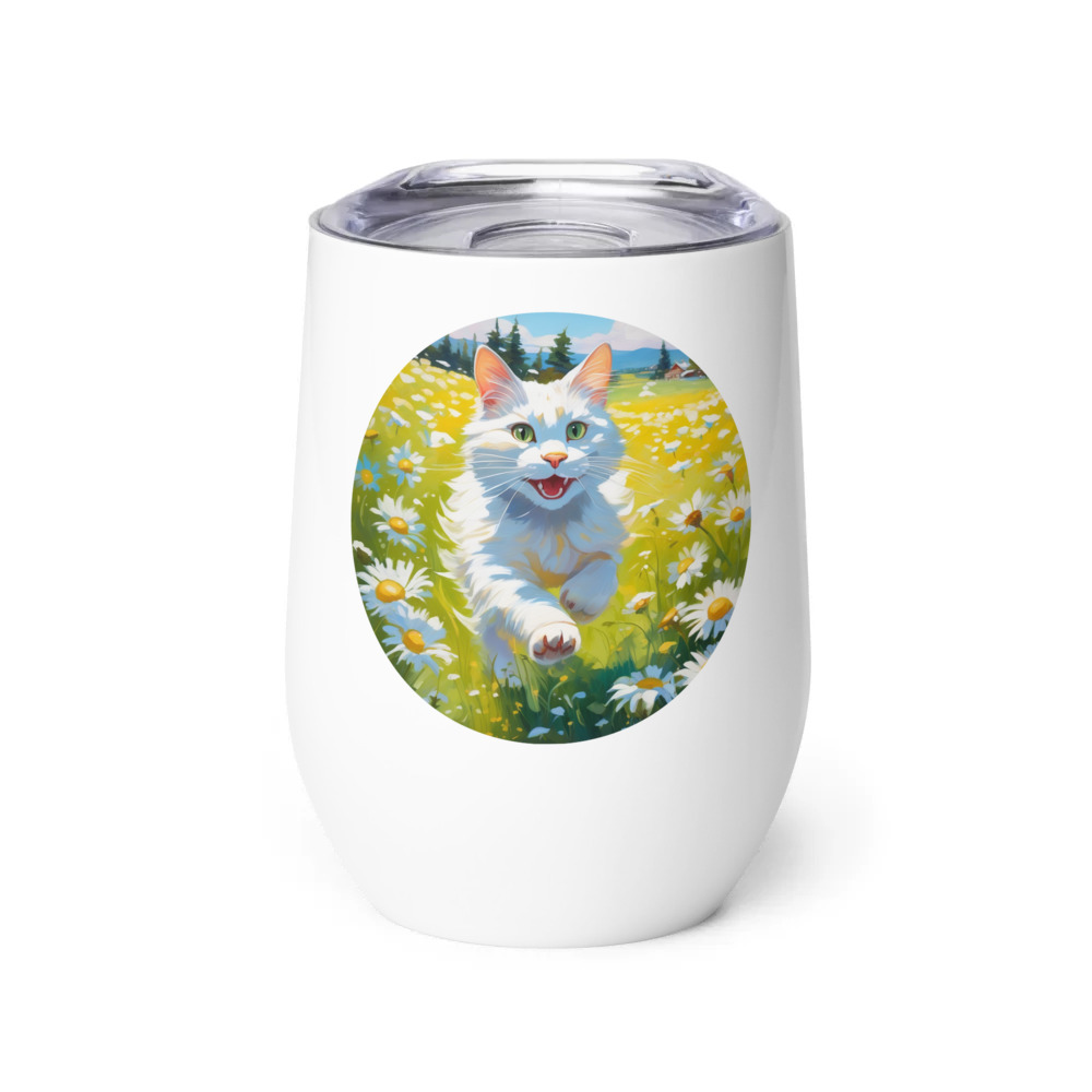 PugMug Custom White Companion Cat Wine Tumbler