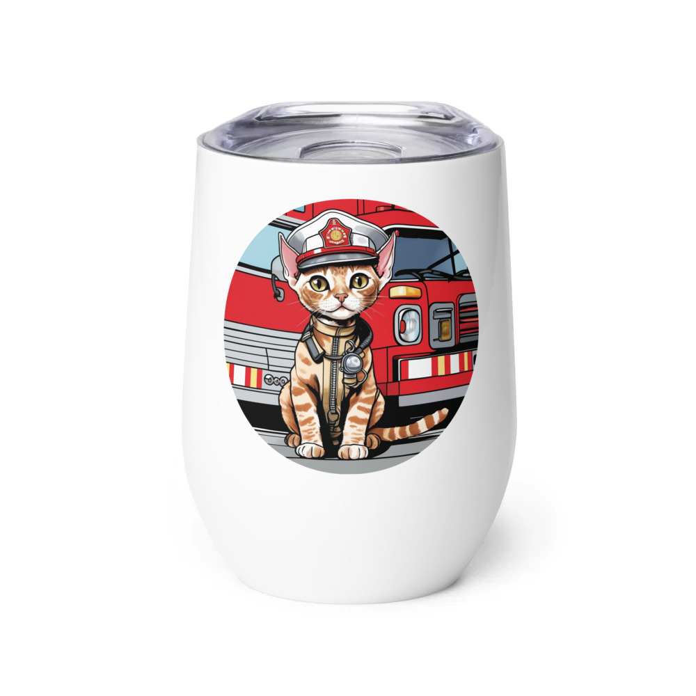 PugMug Custom Tabby Devon Rex Cat Wine Tumbler