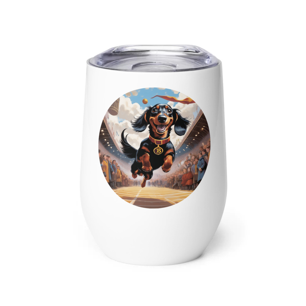 PugMug Custom Black Dachshund Wine Tumbler