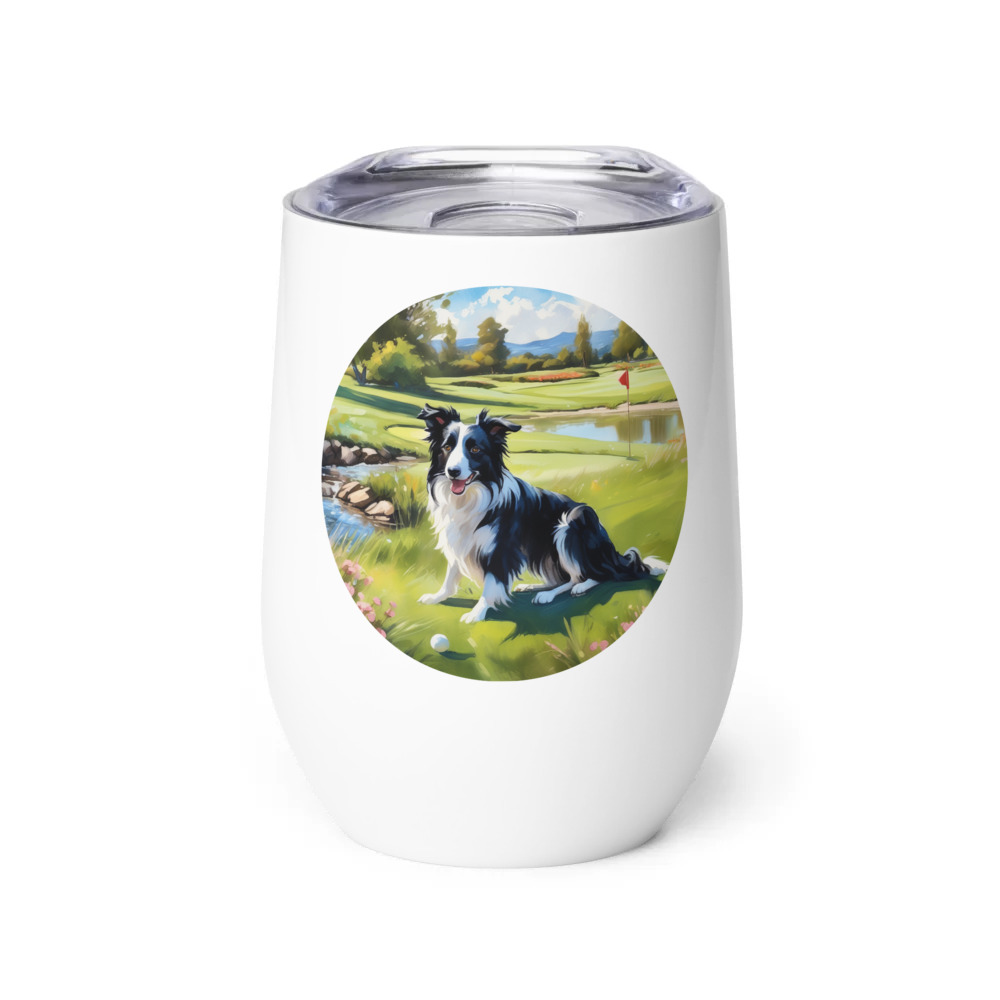 PugMug Custom Border Collie Wine Tumbler