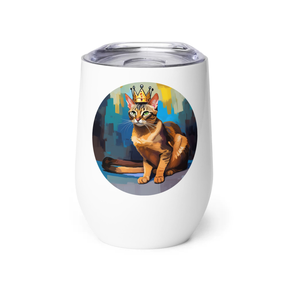 PugMug Custom Tabby Abyssinian Cat Wine Tumbler