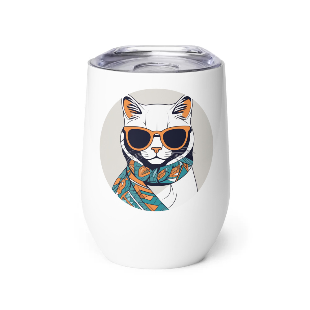 PugMug Custom White Exotic Cat Wine Tumbler