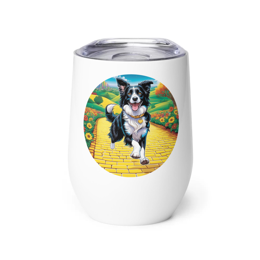 PugMug Custom Border Collie Wine Tumbler