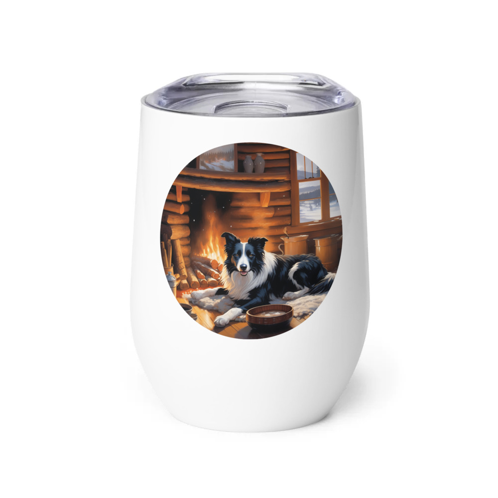 PugMug Custom Border Collie Wine Tumbler
