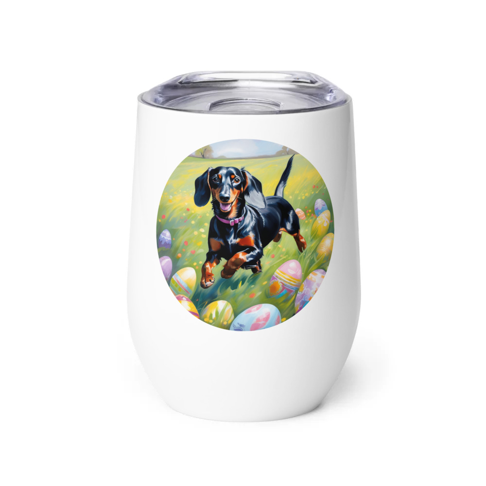 PugMug Custom Black Dachshund Wine Tumbler