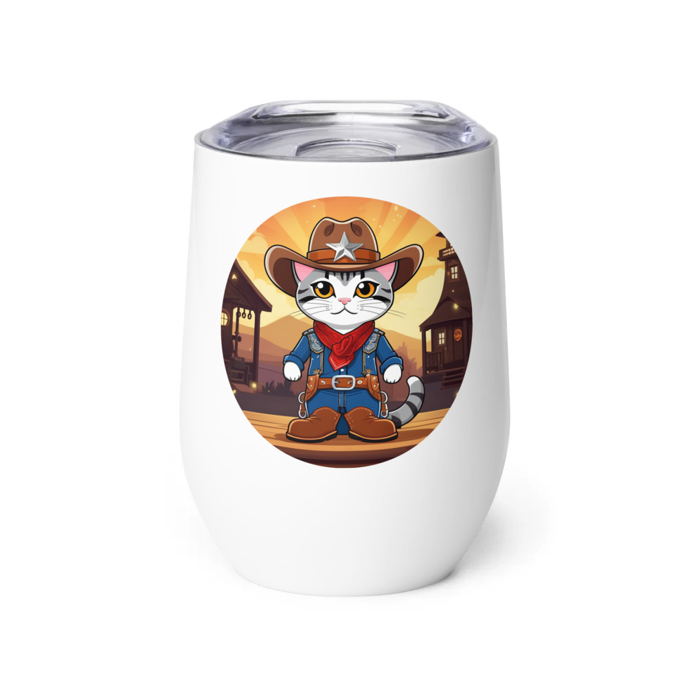 PugMug Custom Tabby American Shorthair Cat Wine Tumbler