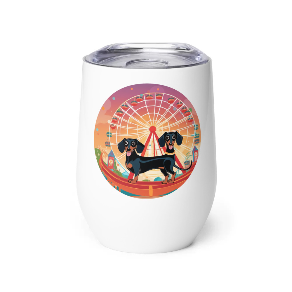 PugMug Custom Black Dachshund Wine Tumbler