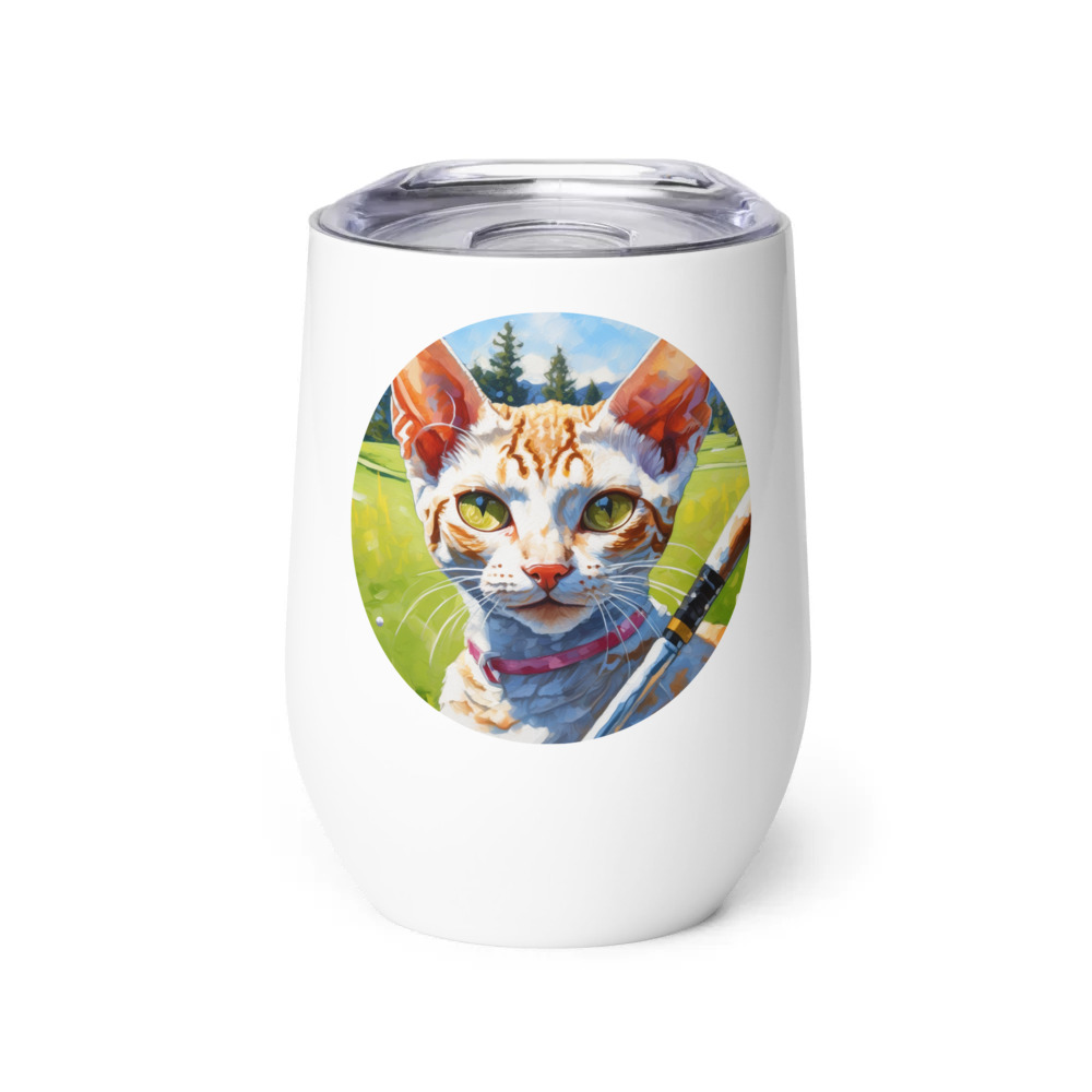 PugMug Custom Tabby Devon Rex Cat Wine Tumbler