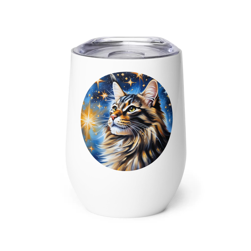 PugMug Custom Tabby Maine Coon Cat Wine Tumbler