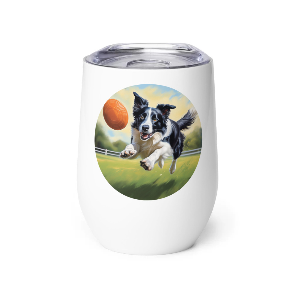 PugMug Custom Border Collie Wine Tumbler