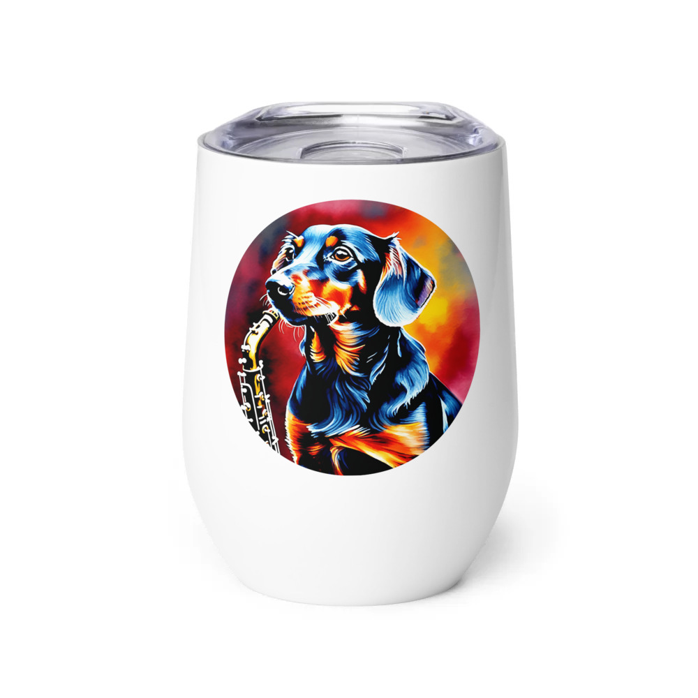 PugMug Custom Black Dachshund Wine Tumbler