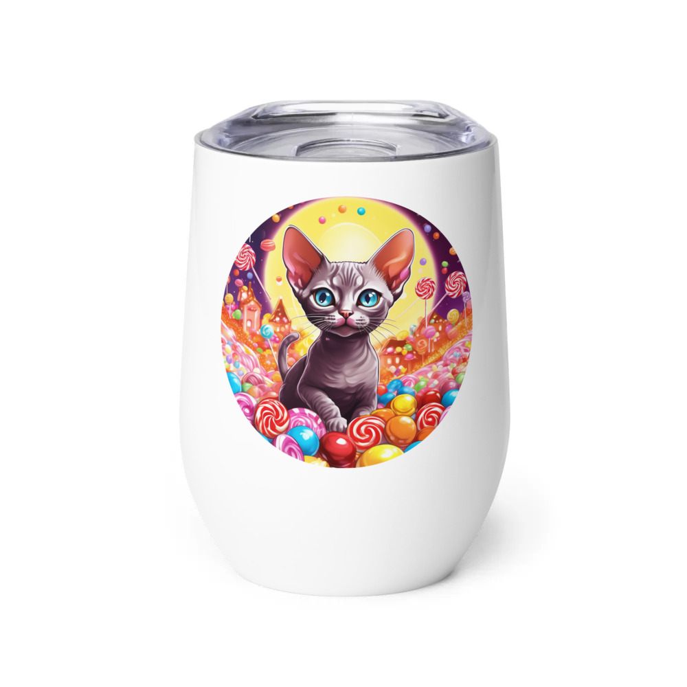 PugMug Custom Tabby Devon Rex Cat Wine Tumbler