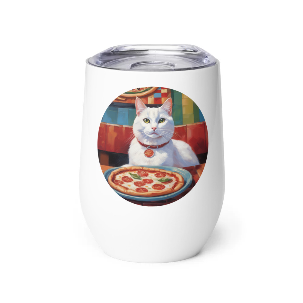 PugMug Custom White Companion Cat Wine Tumbler