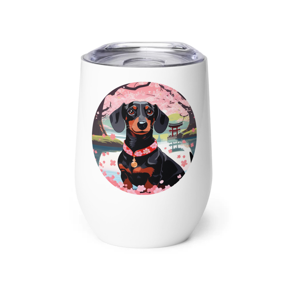PugMug Custom Black Dachshund Wine Tumbler