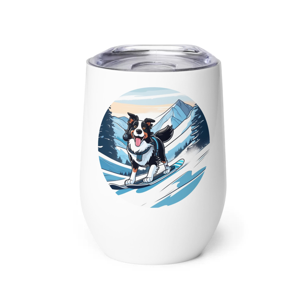 PugMug Custom Border Collie Wine Tumbler