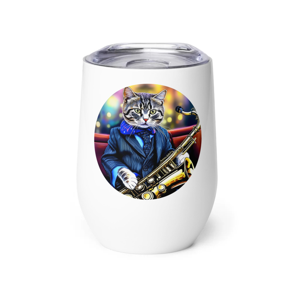 PugMug Custom Tabby Scottish Fold Cat Wine Tumbler
