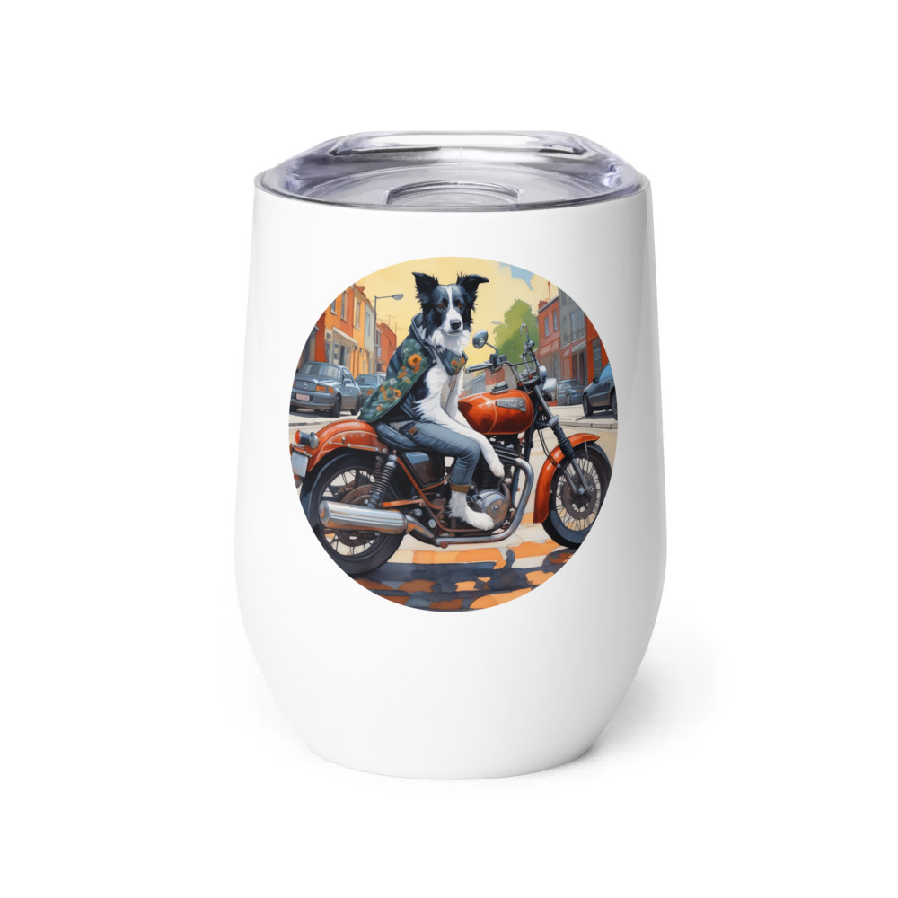 PugMug Custom Border Collie Wine Tumbler