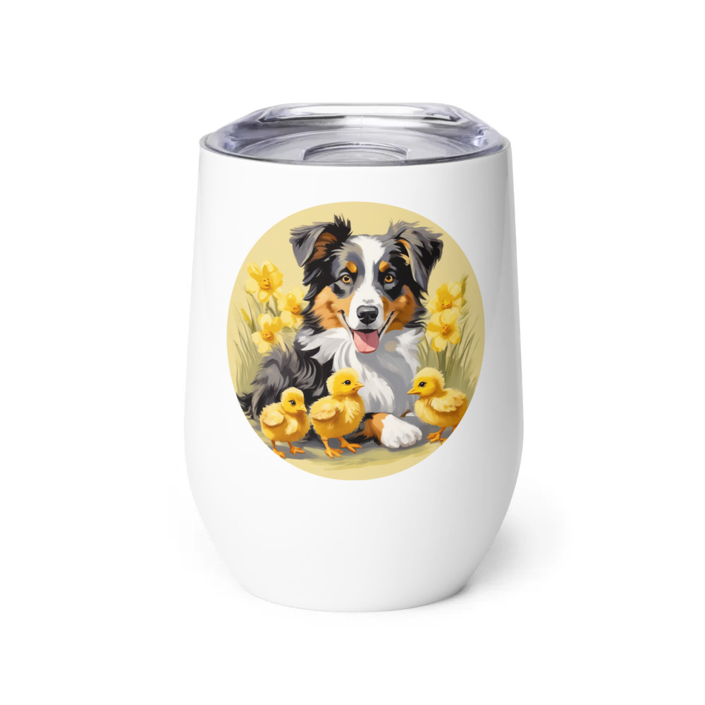 PugMug Custom Australian Shepherd Dog Wine Tumbler