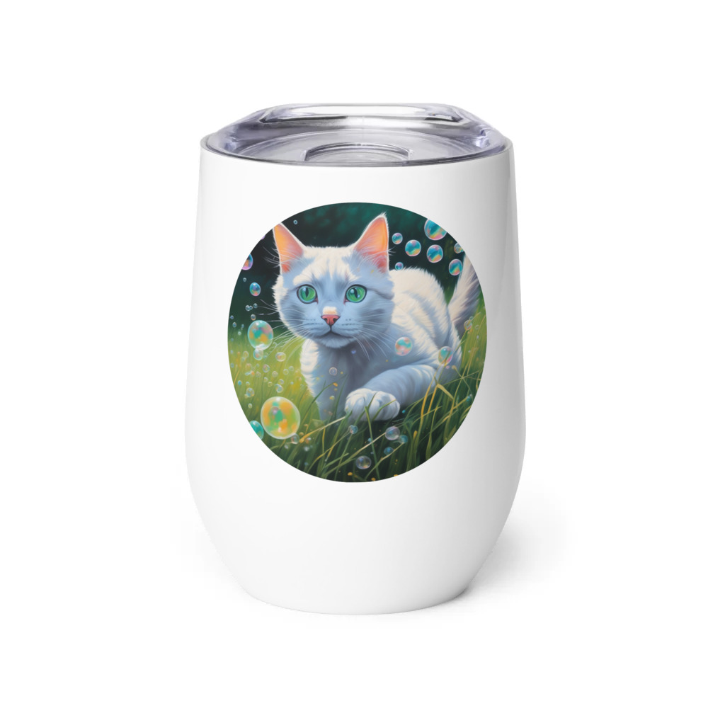 PugMug Custom White Companion Cat Wine Tumbler
