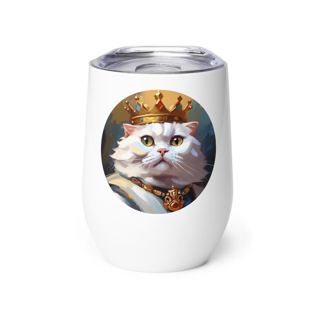 PugMug Custom White Scottish Fold Cat Wine Tumbler