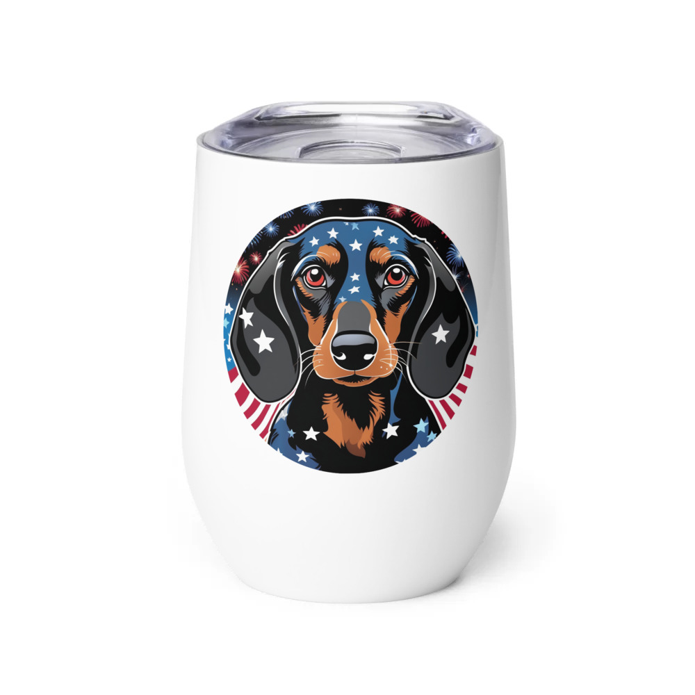 PugMug Custom Black Dachshund Wine Tumbler