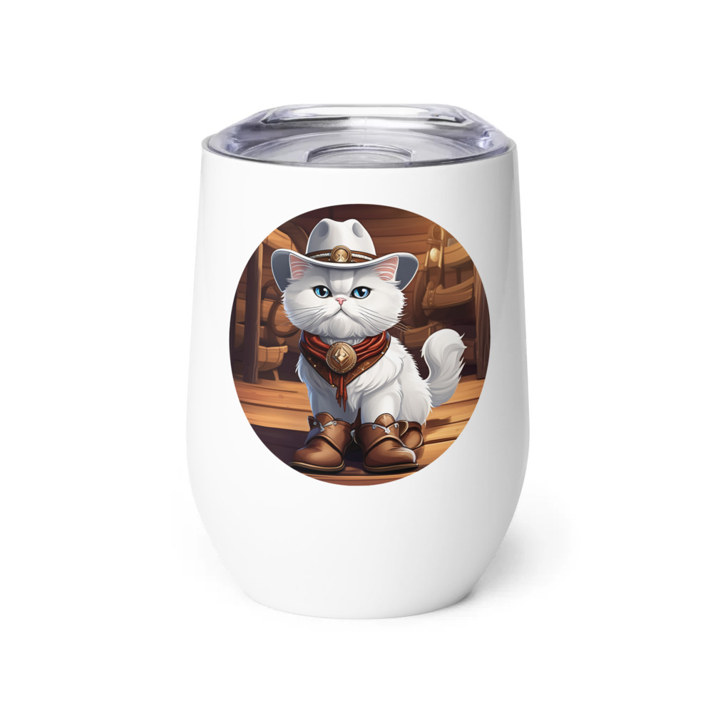 PugMug Custom White Persian Cat Wine Tumbler