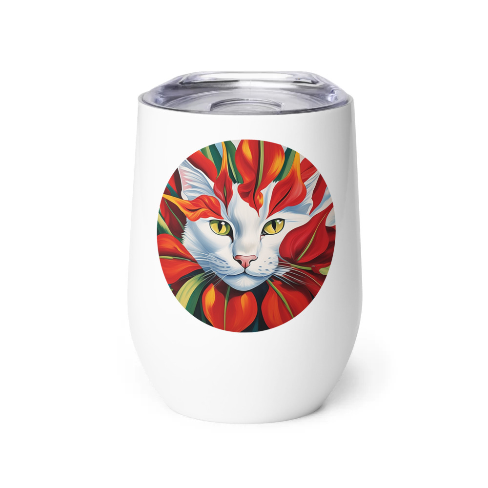 PugMug Custom White Companion Cat Wine Tumbler