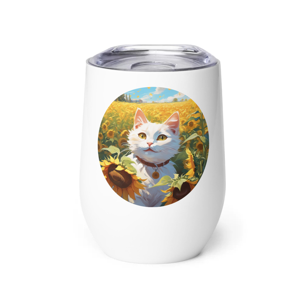 PugMug Custom White Companion Cat Wine Tumbler