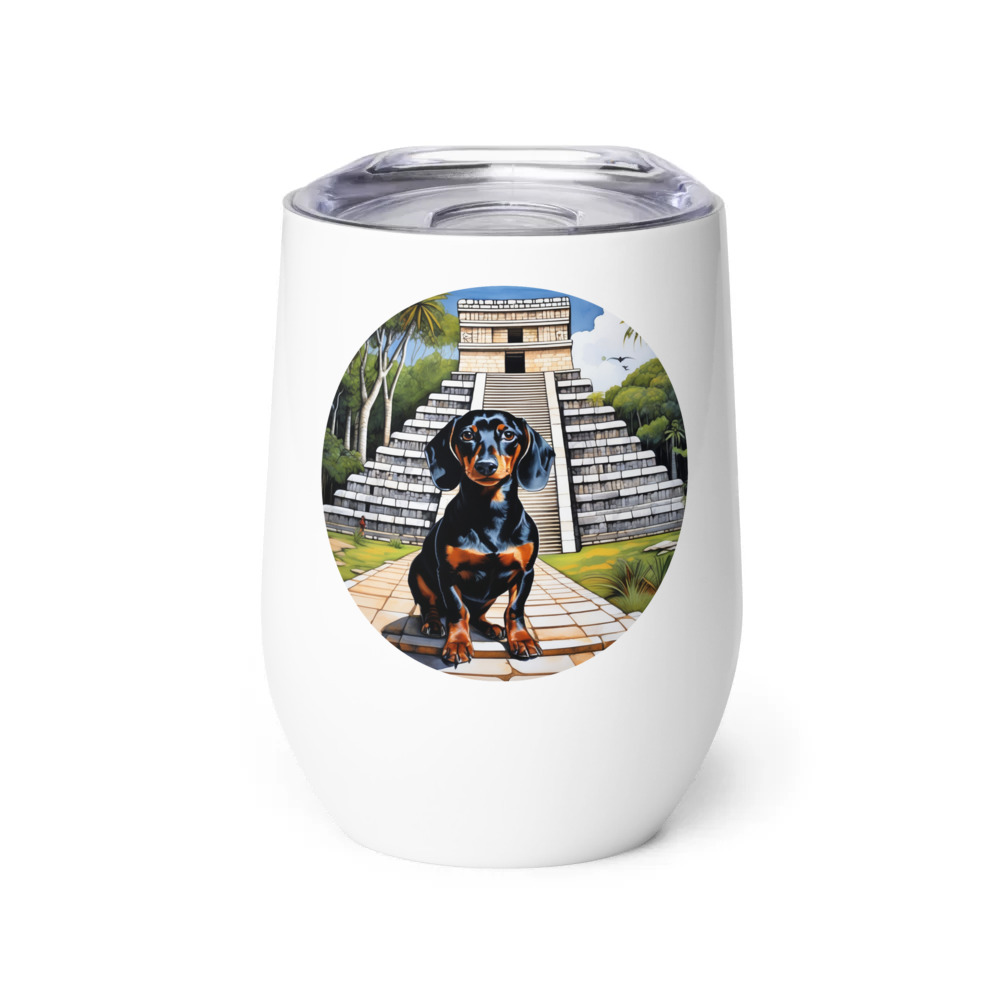PugMug Custom Black Dachshund Wine Tumbler