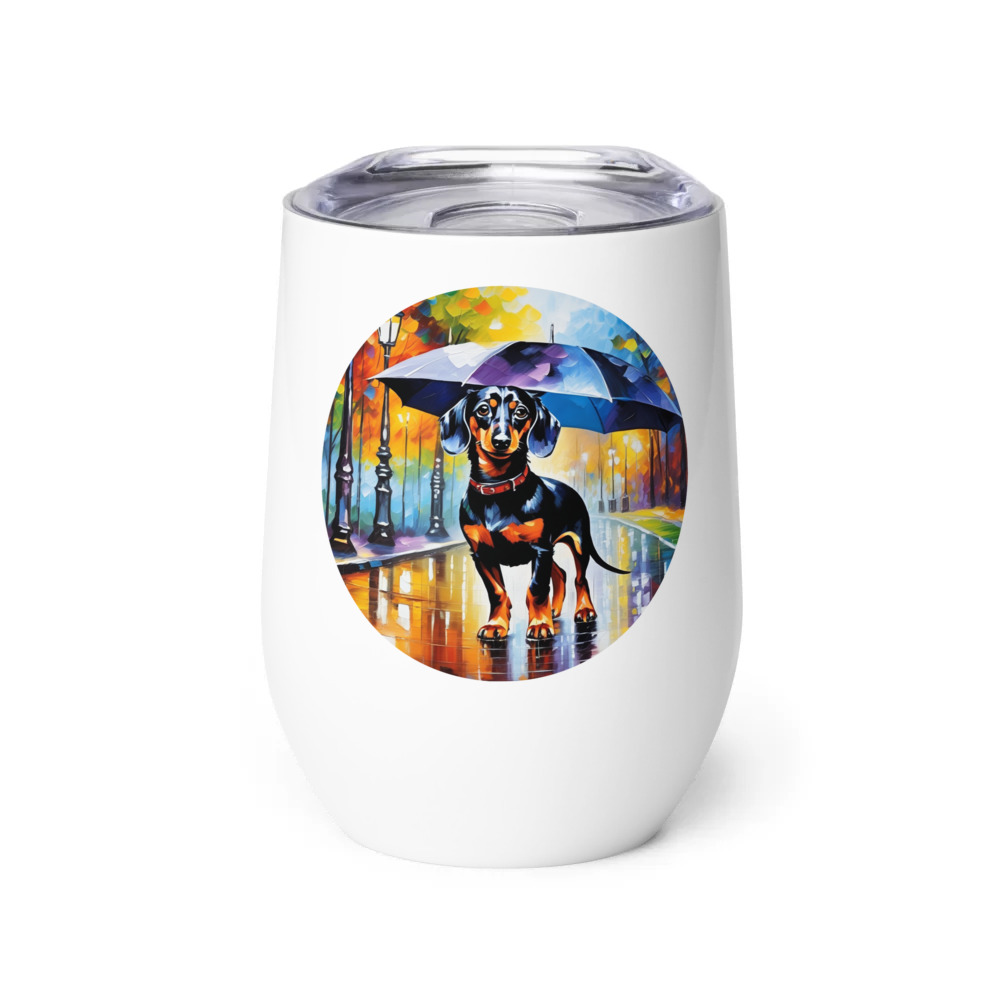 PugMug Custom Black Dachshund Wine Tumbler