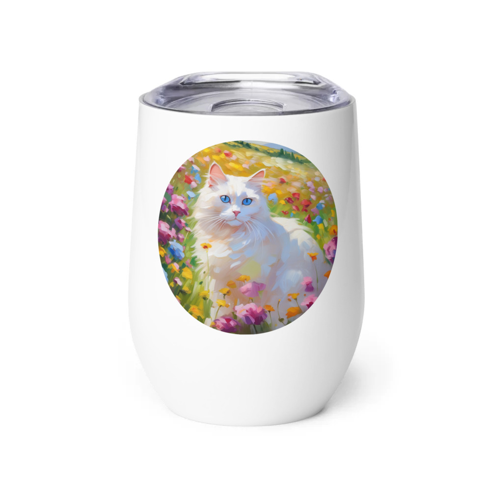 PugMug Custom White Ragdoll Cat Wine Tumbler