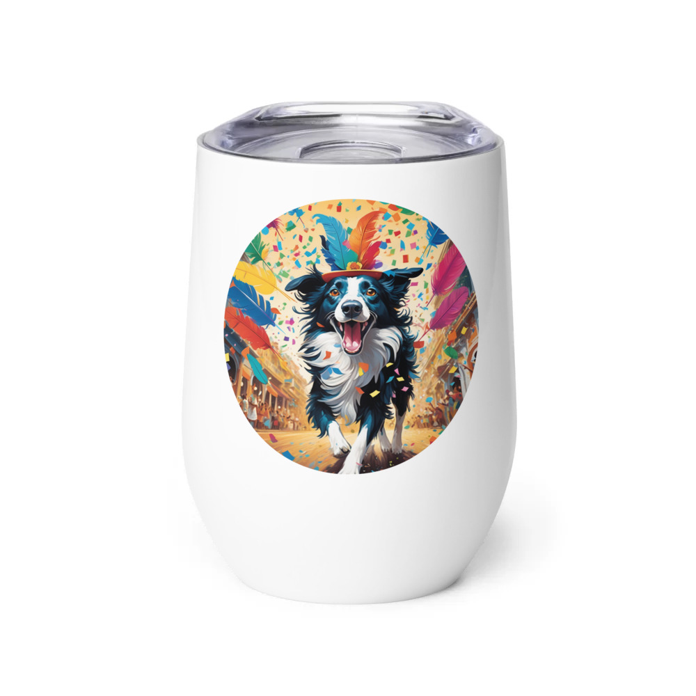 PugMug Custom Border Collie Wine Tumbler