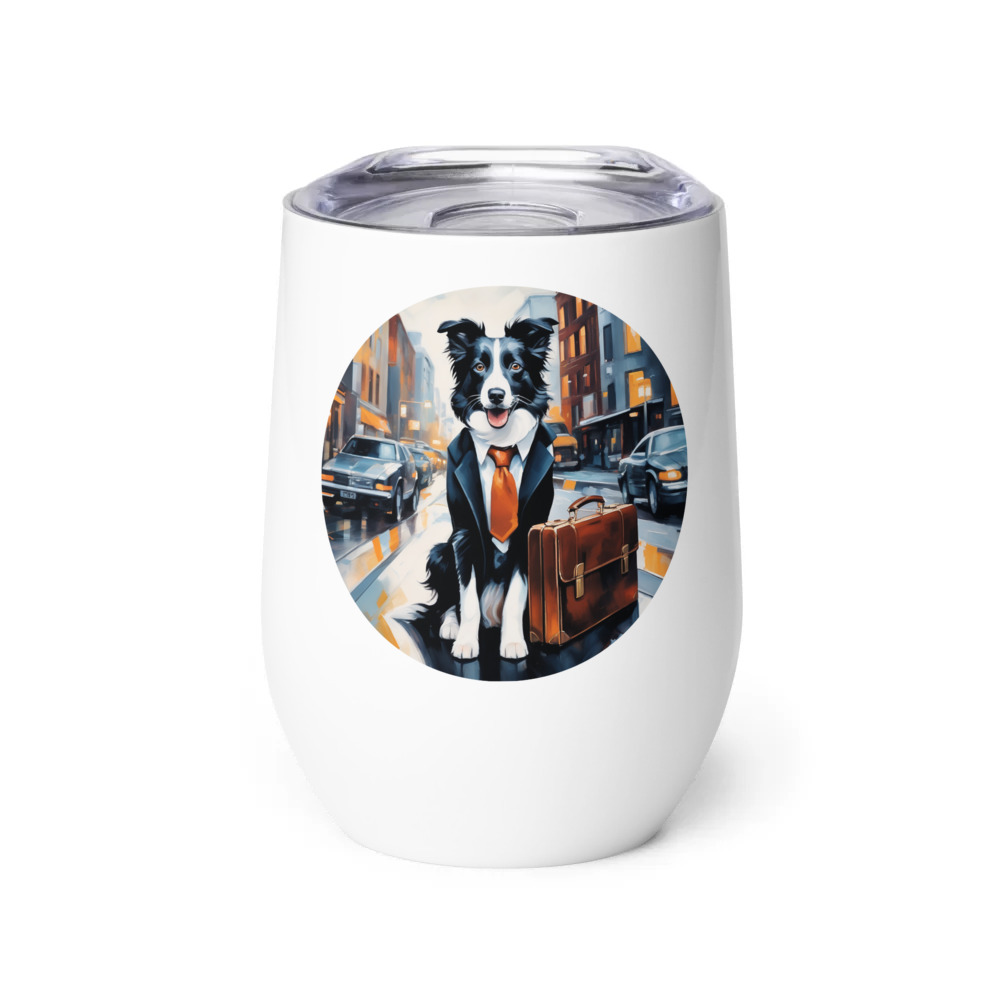 PugMug Custom Border Collie Wine Tumbler