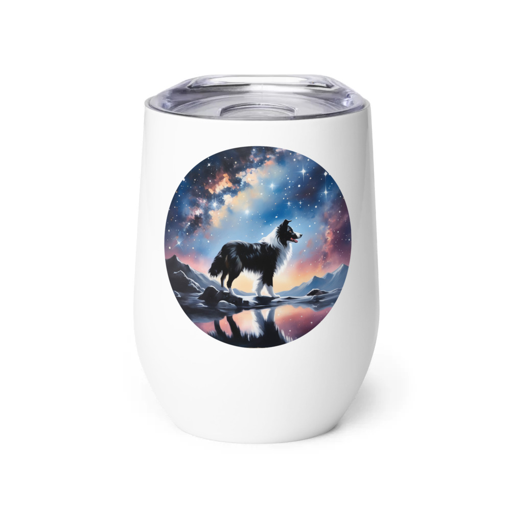 PugMug Custom Border Collie Wine Tumbler