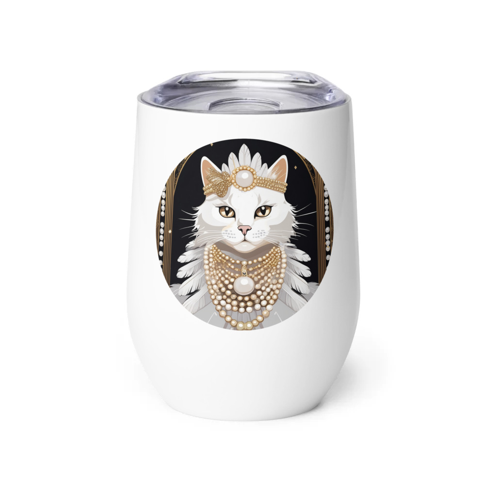 PugMug Custom White Companion Cat Wine Tumbler