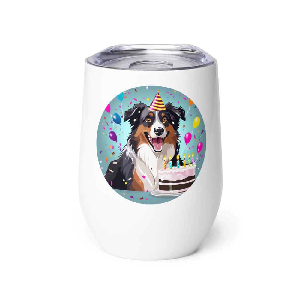 PugMug Custom Australian Shepherd Dog Wine Tumbler