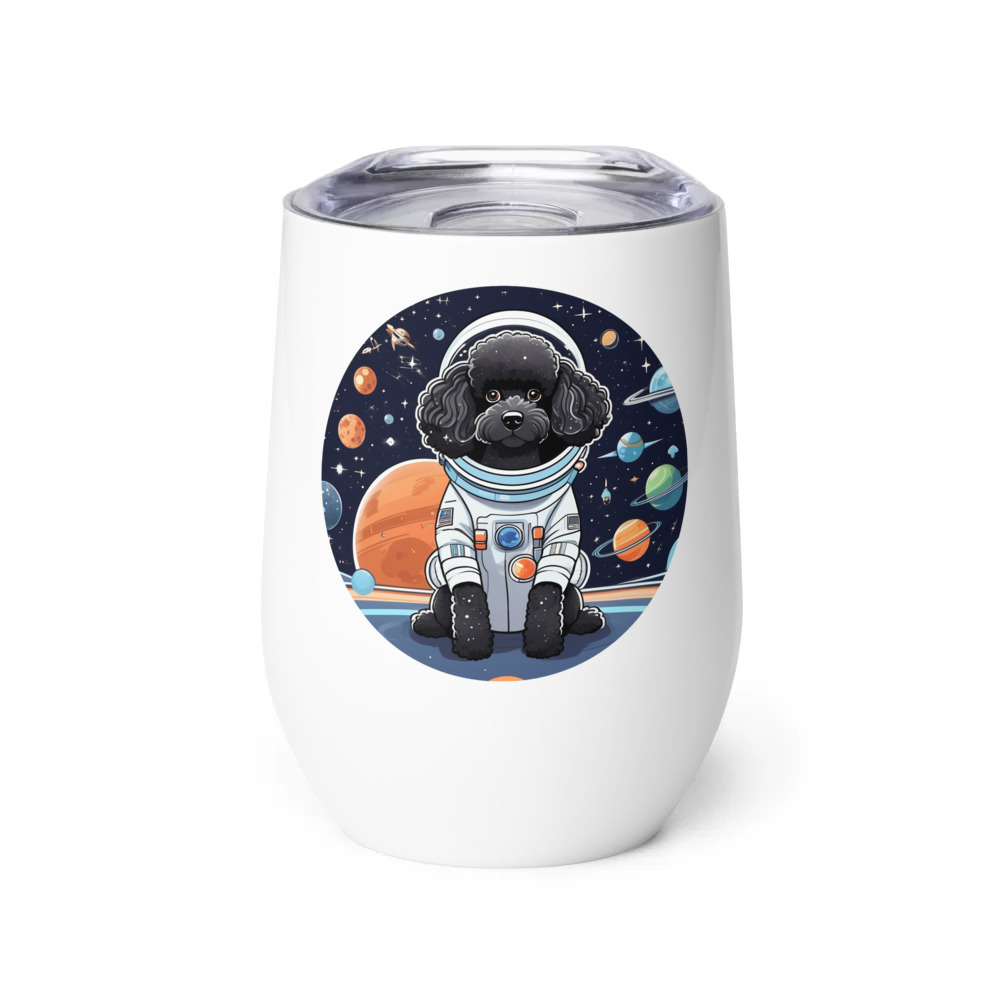 PugMug Custom Black Poodle Wine Tumbler