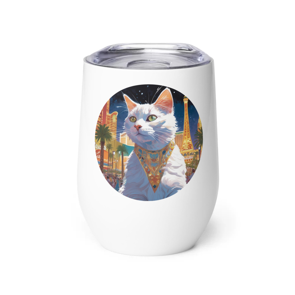 PugMug Custom White Companion Cat Wine Tumbler