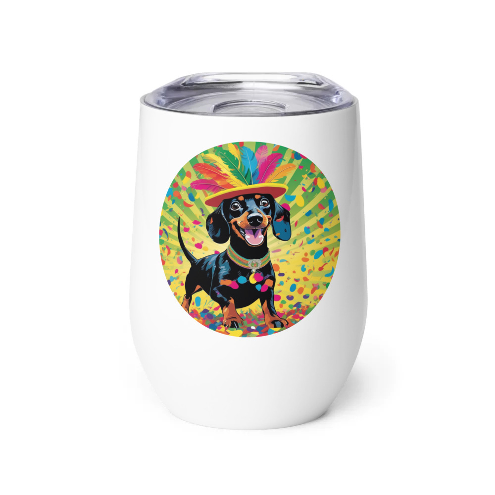 PugMug Custom Black Dachshund Wine Tumbler