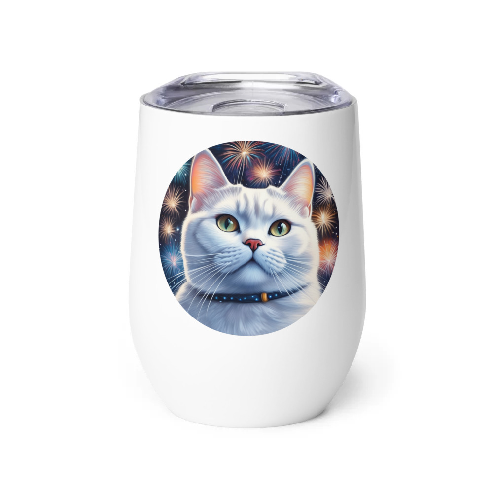PugMug Custom White British Shorthair Cat Wine Tumbler
