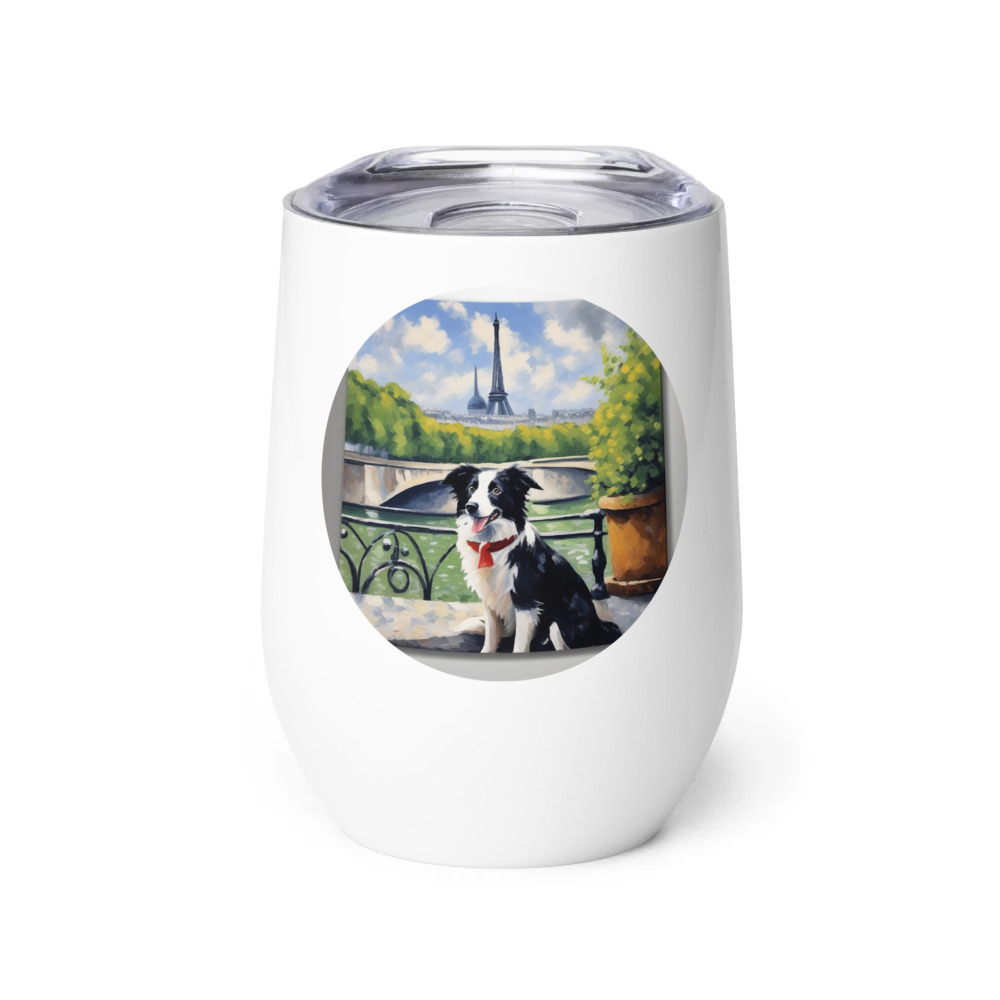 PugMug Custom Border Collie Wine Tumbler